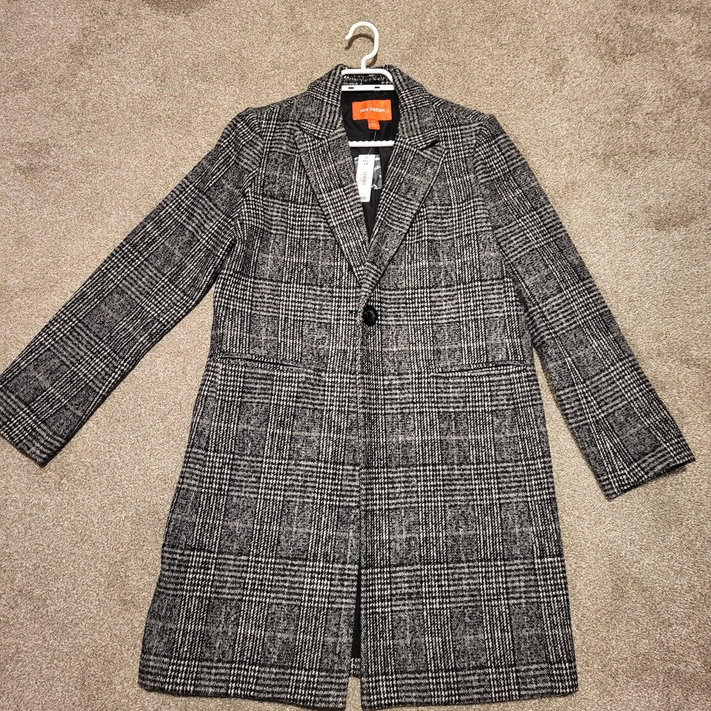 NWT Joe Fresh Tweed Checkered Coat